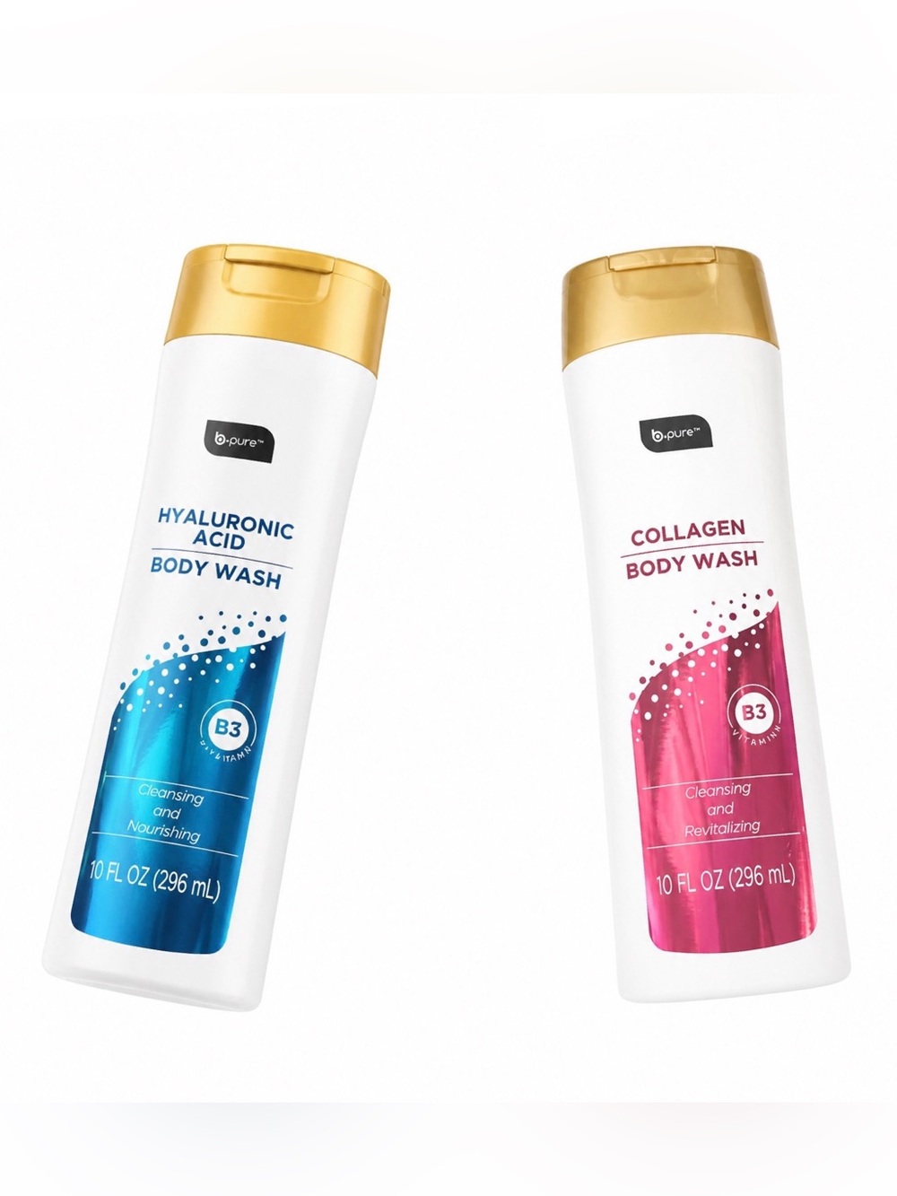 Set of 2 B-Pure Body Wash Hyaluronic Acid & Collagen New